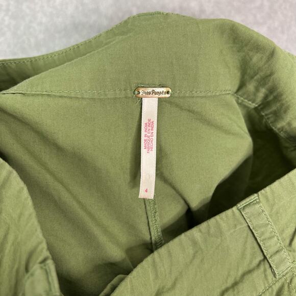 Free People Green Menorca 100% Cotton Crop Wide Leg High Waisted Pant Size 4 - Picture 9 of 10